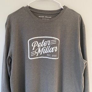 Peter Millar Pima Cotton Men's Large Crown Lite Long-Sleeve T-Shirt Gray